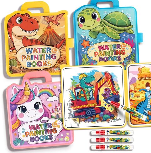 Hollyhi 30 Pages Reusable Water Coloring Books, 3 Pack Travel Toy for Kids in Kuwait