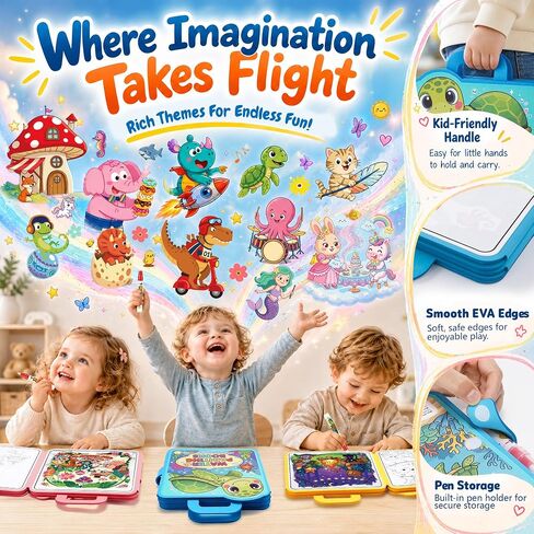 Hollyhi 30 Pages Reusable Water Coloring Books, 3 Pack Travel Toy for Kids in Kuwait