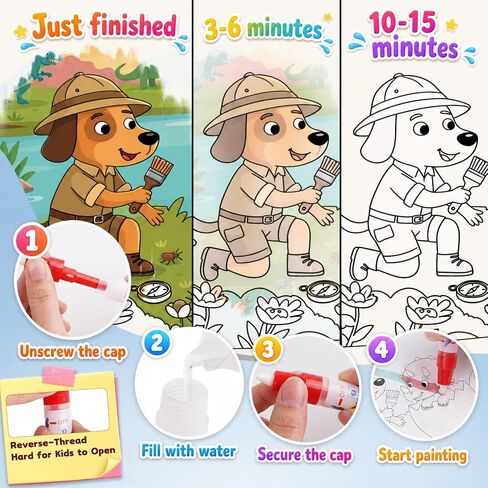 Hollyhi 30 Pages Reusable Water Coloring Books, 3 Pack Travel Toy for Kids in Kuwait