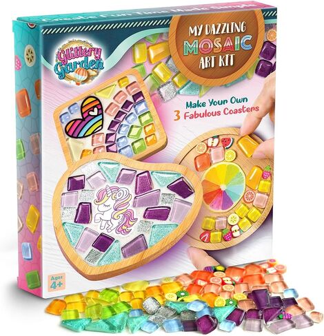 Glittery Garden Mosaic Craft Kit to Decorate Coaster with Glass Tiles in Kuwait