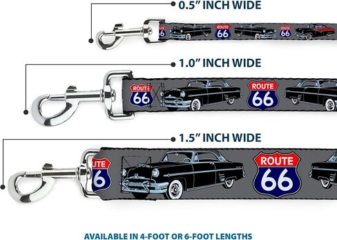 Buckle-Down Pet Leash - Route 66 Classics Gray - 6 Feet Long - 1" Wide in Saudi Arabia