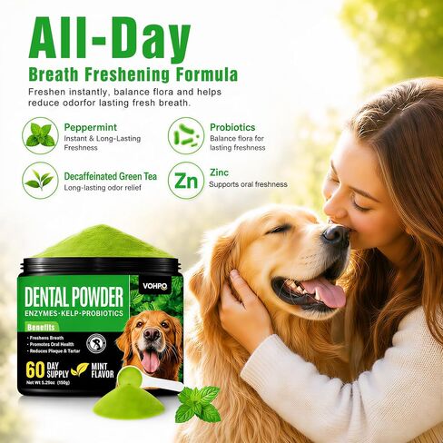 Enzymatic Dog Dental Powder, Mint Dog Teeth Cleaning Plaque Off Powder-150g in Kuwait