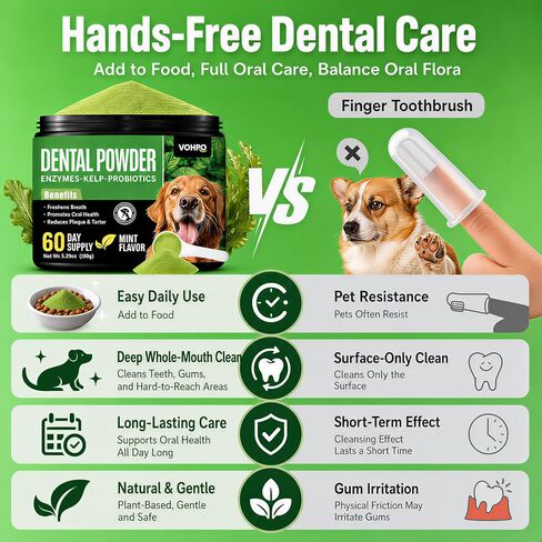 Enzymatic Dog Dental Powder, Mint Dog Teeth Cleaning Plaque Off Powder-150g in Kuwait