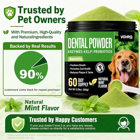 Enzymatic Dog Dental Powder, Mint Dog Teeth Cleaning Plaque Off Powder-150g in Kuwait