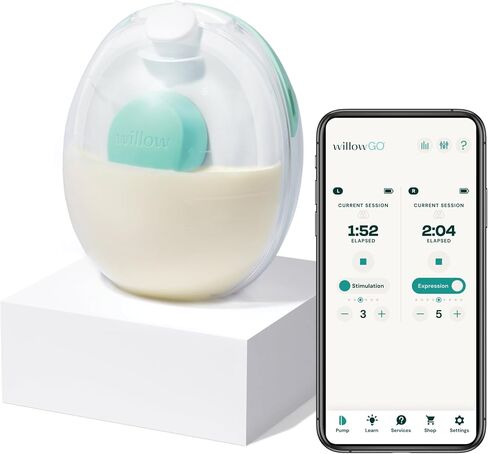 Willow Go Single Electric Breast Pump | Willow Wearable Breast Pump, Cord Free, Hands Free Breast Pump | Discreet and Quiet in Bra Design with app Control | 24mm Flange in Kuwait