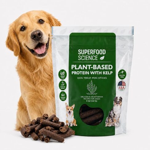 Superfood Science Natural Dog Treats: Plant-Based Vegetarian Dog Treats w/Sweet Potato, Chia, Flaxseed & Coconut Oil for Lively Skin & Coat, Gluten-Free Dog Snack & Protein Dog Training Treats, 5 oz in Kuwait