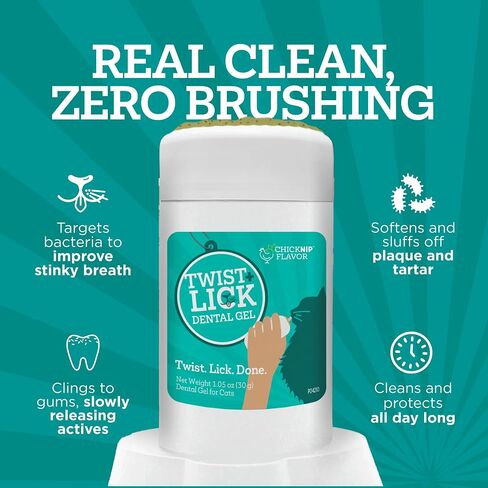 Twist + Lick Brush Free Dental Gel for Cats, 30 Day Supply, Fresh Breath in Kuwait