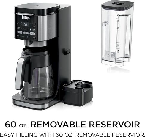 ماكينة صنع القهوة نينجا CFP201 DualBrew الساخنة والمثلجة بسعة 12 كوب، خدمة فردية للأرضيات ومتوافقة مع جراب K-Cup، 3 أنماط للمشروبات، 60 أونصة. خزان مياه وإبريق، أسود in Kuwait