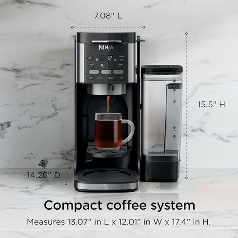 ماكينة صنع القهوة نينجا CFP201 DualBrew الساخنة والمثلجة بسعة 12 كوب، خدمة فردية للأرضيات ومتوافقة مع جراب K-Cup، 3 أنماط للمشروبات، 60 أونصة. خزان مياه وإبريق، أسود in Kuwait