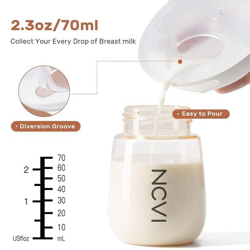 NCVI Breast Milk Collector, Milk Catcher, Breast Shells Protect Sore Nipples for Breastfeeding, Reusable Breastmilk Saver, Wearable Nursing Cups, Letdown Catch Discreet, BPA Free, 2.3oz/70ml, 1PIC in Saudi Arabia