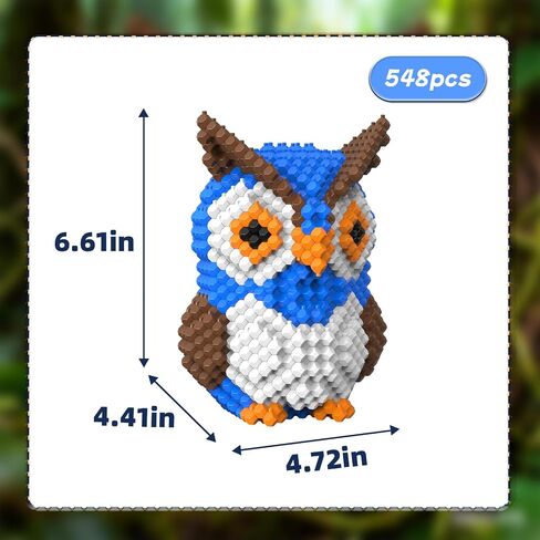 KADELE Owl Building Block Set, 548 Pieces, Adults Challenging STEM Block Decorations, Miniature 3D Educational Toys for Ages 16 and Above in Saudi Arabia