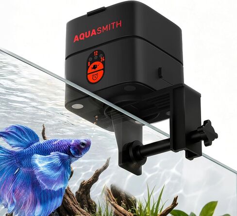 AQUASMITH Mini Automatic Fish Feeder for Aquarium, 30 mL Small Auto Fish Feeder for for Small Tank, Ideal for 1/2/5/10 Gallon Betta Tank, Small Fish in Saudi Arabia