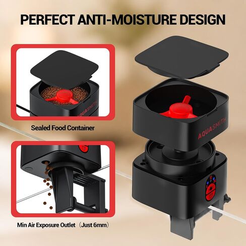 AQUASMITH Mini Automatic Fish Feeder for Aquarium, 30 mL Small Auto Fish Feeder for for Small Tank, Ideal for 1/2/5/10 Gallon Betta Tank, Small Fish in Saudi Arabia