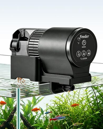 FEDOUR Automatic Fish Feeder for Aquarium, 110ml Auto Food Dispenser with Timer, Daily Weekend Vacation Fish Feeder Powered By Batteries, for Pellets, Flakes and Sticks in Saudi Arabia