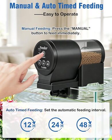 FEDOUR Automatic Fish Feeder for Aquarium, 110ml Auto Food Dispenser with Timer, Daily Weekend Vacation Fish Feeder Powered By Batteries, for Pellets, Flakes and Sticks in Saudi Arabia