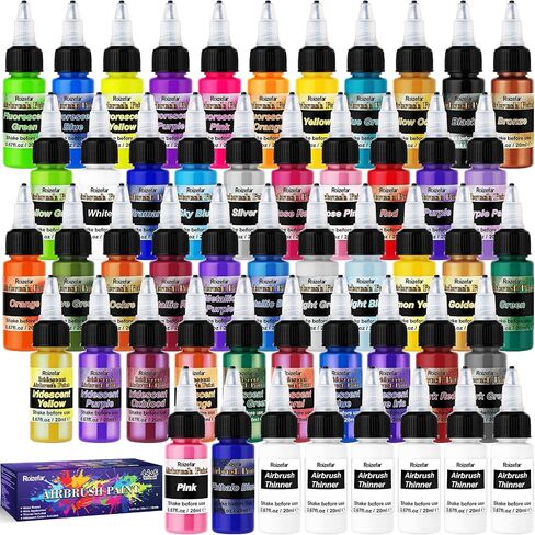 Roizefar Airbrush Paint, 44 Colors with 6 Thinner for Models & Crafts in Kuwait