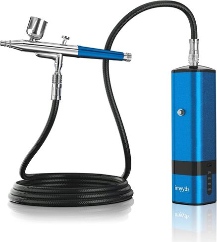 imyyds Airbrush Kit with Compressor, 32 PSI High Pressure Cordless Airbrush Gun, Portable Dual Action Airbrush Compressor Set, Handheld Mini Rechargeable Air Brushes for Painting, Model, Nail, Makeup in Kuwait