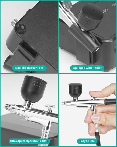 50 PSI Airbrush Kit with Air Compressor, High Pressure Portable Air Brush Gun with 0.2/0.3/0.5mm Nozzle/Cleaning Sets, Airbrush Spray Gun Set for Painting, Makeup, Cake Decor, Tattoo, Nails Art in Kuwait