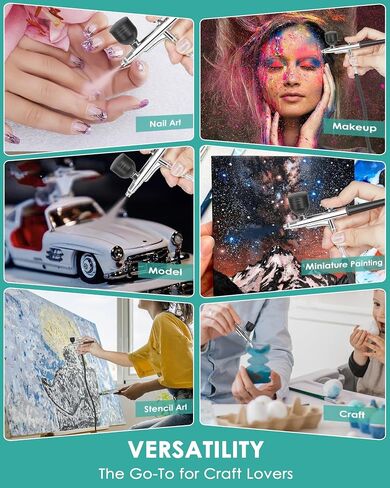 50 PSI Airbrush Kit with Air Compressor, High Pressure Portable Air Brush Gun with 0.2/0.3/0.5mm Nozzle/Cleaning Sets, Airbrush Spray Gun Set for Painting, Makeup, Cake Decor, Tattoo, Nails Art in Kuwait