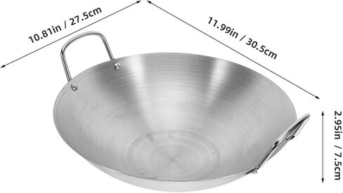UPKOCH stainless steel wok binaural metal wok skillet pan griddle pan iron wok chinese wok pan comal Asian Wok non stick skillet with lid Cooking Pot with Double Handle Work flat barbecue in Saudi Arabia