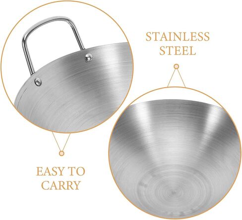 UPKOCH stainless steel wok binaural metal wok skillet pan griddle pan iron wok chinese wok pan comal Asian Wok non stick skillet with lid Cooking Pot with Double Handle Work flat barbecue in Saudi Arabia