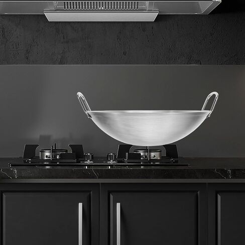 UPKOCH stainless steel wok binaural metal wok skillet pan griddle pan iron wok chinese wok pan comal Asian Wok non stick skillet with lid Cooking Pot with Double Handle Work flat barbecue in Saudi Arabia