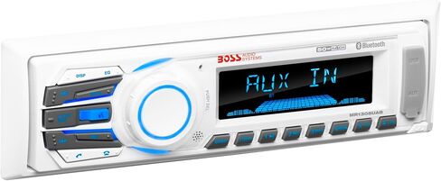 أنظمة الصوت BOSS MR1308UAB جهاز استقبال بحري - مقاوم للطقس، صوت بلوتوث، USB، SD، MP3، AM/FM، Aux-in، بدون مشغل أقراص مضغوطة، أبيض، 8.50 بوصة. × 8.50 بوصة. × 4.00 بوصة. in Kuwait