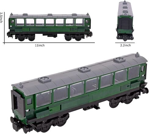 Train Building Block Carriage Kit, Green Passenger Coach Model, Plastic Railway Car with Architecture Theme, Compatible Building Set for Kids 6+ in Kuwait