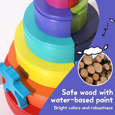 Dinhon 40-Piece Wooden Rainbow Stack Set, 4-in-1 Building Blocks preschoolers Early Development & Activity Toys Montessori Toys for Kids 1 2 3 4 Years and Older Gifts for Boys and Girls in Saudi Arabia