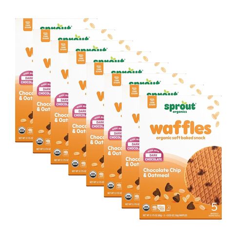 CoComelon Sprout Organic Baby Food Toddler Snacks, Oatmeal Chocolate Chip Wafflez, 50 Single Serve Waffles in Kuwait