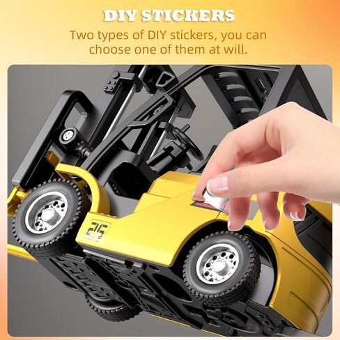 Rc Mini Forklift Toy, 1:64 Alloy Remote Control Forklift 3 Speed & Auto Demo, 10CH Forklift 3 in 1(Fork, Hook, Trailer) with Rubber Tires & Sound Off, Gift for Adults Kids in Kuwait