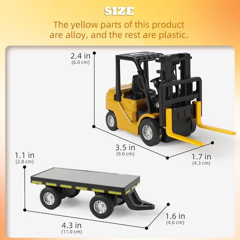 Rc Mini Forklift Toy, 1:64 Alloy Remote Control Forklift 3 Speed & Auto Demo, 10CH Forklift 3 in 1(Fork, Hook, Trailer) with Rubber Tires & Sound Off, Gift for Adults Kids in Kuwait