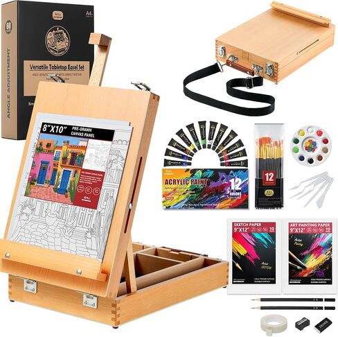 Beechwood Tabletop Easel for Painting, Portable Easel with Shoulder Strap in Kuwait