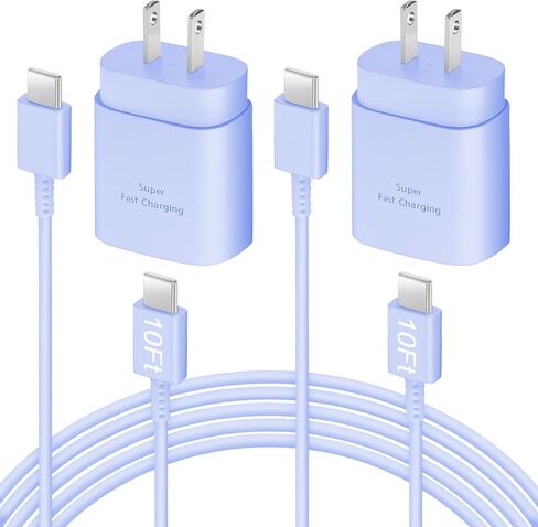 <2 حزمة> شاحن USB C، شاحن فائق السرعة 25 وات مع كابل شاحن من النوع C، شاحن 6 أقدام من النوع C شحن سريع لهاتف Galaxy S23 Ultra/S23/S23+/S22/S22 Ultra/S22+/S21 Ultra/S20 Ultra/Note 20 in Kuwait