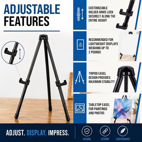 U.S. Art Supply 13.5" Black Metal Tabletop Easel Stand, Foldable in Saudi Arabia