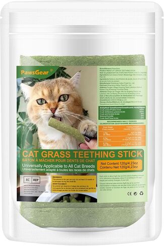 120g/4.23oz Cat Grass Teething Stick Hairballs,Chew Sticks for Cats,Catnip Toys Sticks Indoor Kitten Chew Stick in Kuwait