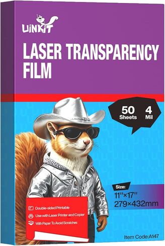 Uinkit 11x17 Laser Transparency Film OHP 50 Pack Acetate Sheets Clear Overhead Projector Laserjet Film for Color Laser Jet Printer and Copier A3 Menu Size 11 x 17 50 Pack Uinkit in Kuwait
