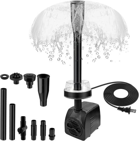 15W 800L/H Submersible Pond Fountain Pump with LED Lights, Ultra Quiet Water Pump, Pond Fountain Pumps for Small Pond, Garden, Aquarium, Fish Tank, Indoor Outdoor Fountain 3 Type Nozzle (Warm) in Saudi Arabia