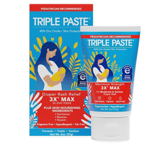 مرهم Triple Paste 3X Max لطفح الحفاضات، مرهم أكسيد الزنك ذو القوة القصوى لطفح الحفاضات الشديد، أنبوب 2 أونصة in Kuwait