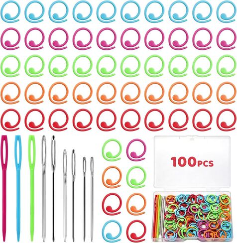 Lokunn 50 Pcs Metal Crochet Stitch Markers, 5 Colors Crochet Marker Ring in Saudi Arabia