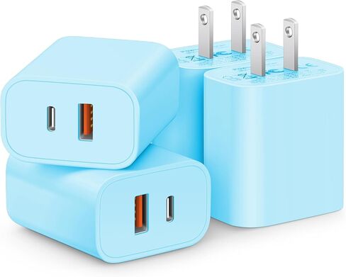 شاحن بلوك USB ومنفذ USB C [3 عبوات] شاحن حائط USB متعدد المنافذ [PD 20W USB-C & QC 3.0 منفذ USB] متوافق مع iPhone 13/12/11/X/8، iPad، Samsung، Google، Galaxy والمزيد in Kuwait