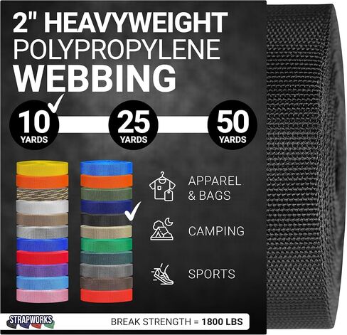 Strapworks Heavyweight Polypropylene Webbing - Heavy Duty Poly Strapping for Outdoor DIY Gear Repair in Kuwait