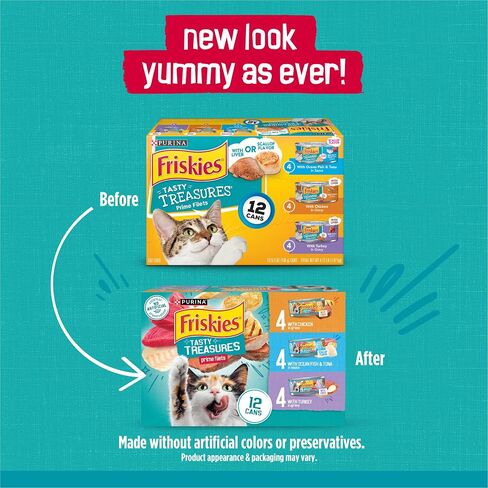 Friskies Purina Tasty Treasures Cat Food, Prime Filets Variety, (12) 5.5 oz in Saudi Arabia