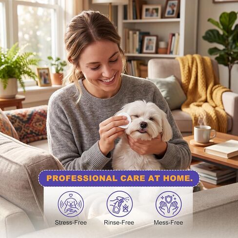 Tear Stain Remover Wipes for Dogs & Cats, Extra Thick Dog Eye Wipes with Coconut Oil, Probiotics & Aloe - Natural Pet Face Wipes for Stains, Odors & Folds - pH Balanced, 120 Count in Saudi Arabia