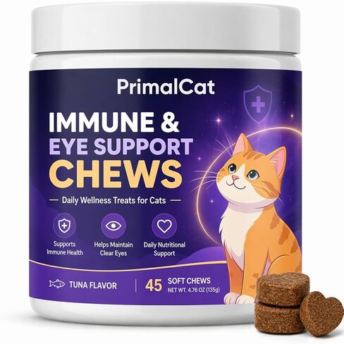 DOK PrimalCat Immune & Eye Support Chews, Daily Wellness Supplement for Cats, Tuna Flavor, 90 Soft Chews in Saudi Arabia