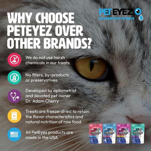 PetEyez Freeze Dried Cat Treats Tear Stain Remover, All-Natural Freeze Dried Beef Liver Treats with Vitamin & Minerals That Help Fights Against Tear Stains in Eye, 1 Oz, 35 Count (1 Pack) in Kuwait