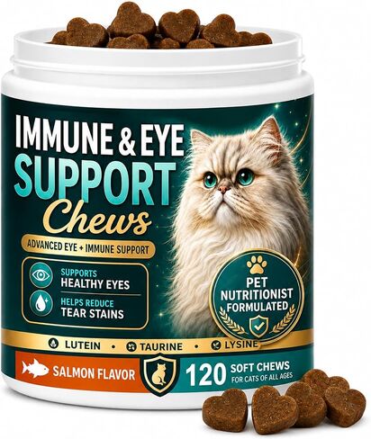 Immune & Eye Care Chews for Cats, 120 Chews with Lutein, Salmon Flavor in Saudi Arabia