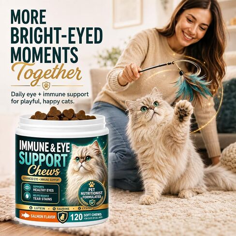 Immune & Eye Care Chews for Cats, 120 Chews with Lutein, Salmon Flavor in Saudi Arabia