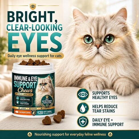 Immune & Eye Care Chews for Cats, 120 Chews with Lutein, Salmon Flavor in Saudi Arabia