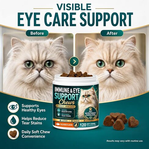 Immune & Eye Care Chews for Cats, 120 Chews with Lutein, Salmon Flavor in Saudi Arabia